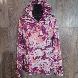 Reel Legends Freeline Lightweight Hoodie Size L Purple Multi Abstract Pockets